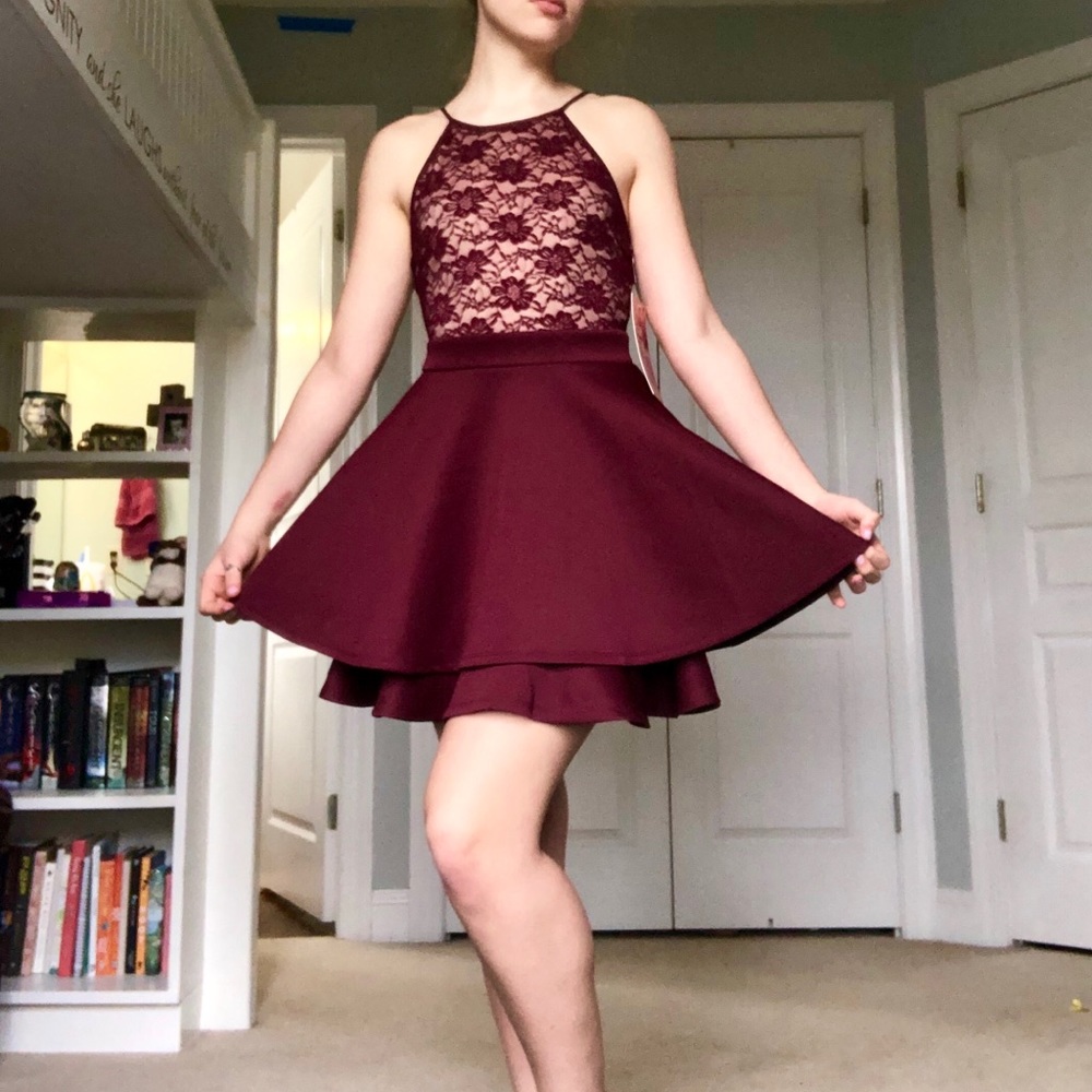 Burgundy mini dress
